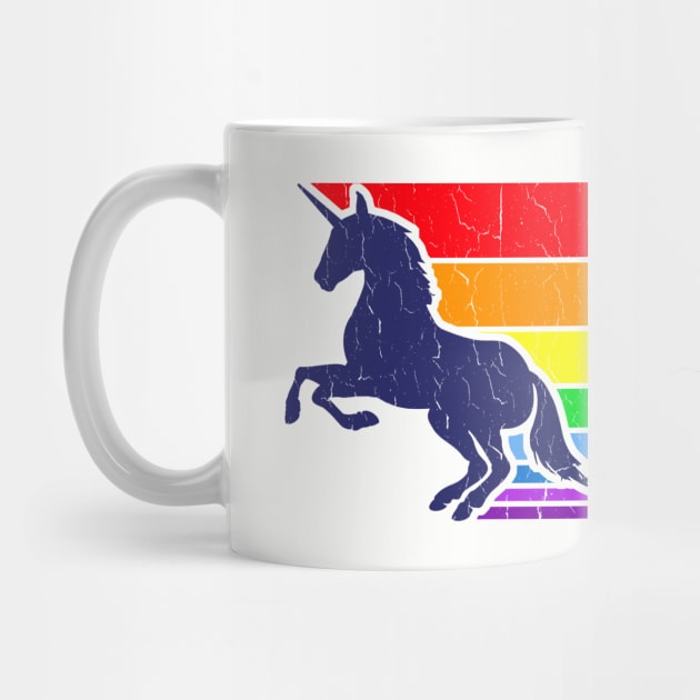 '80s Vintage Unicorn Rainbow (distressed look) by robotface